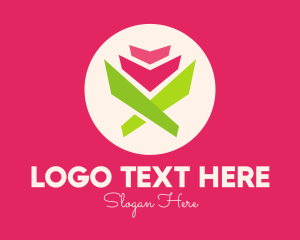 Origami Tulip Flower Logo