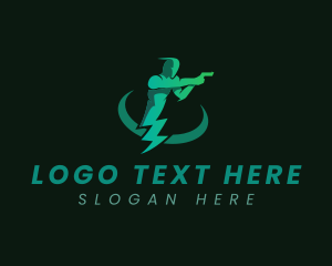 Workout - Athlete Shooting Lightning logo design