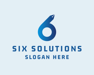 Six - Pen Nib Number 6 logo design