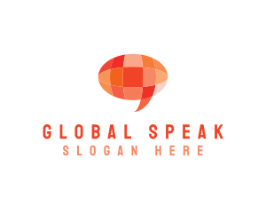 Translation - Orange Global Chat logo design