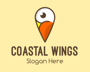 Seagull - Bird Location Pin logo design