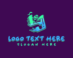 Music Label - Neon Graffiti Letter Y logo design