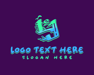 Neon Graffiti Letter Y logo design