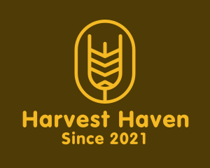 Minimalist Wheat Grain Badge logo design