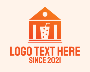 Milk Tea Shop - Orange Milk Tea House logo design