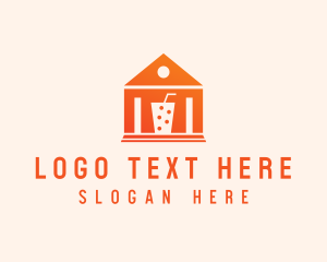 Boba Tea - Orange Milk Tea House logo design