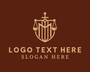 Legal Advice - Sword Scale Shield Letter M logo design