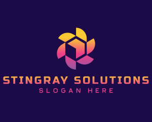 Pinwheel Digital Cube logo design