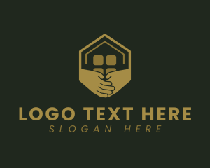 Sell - Hexagon House Hands logo design