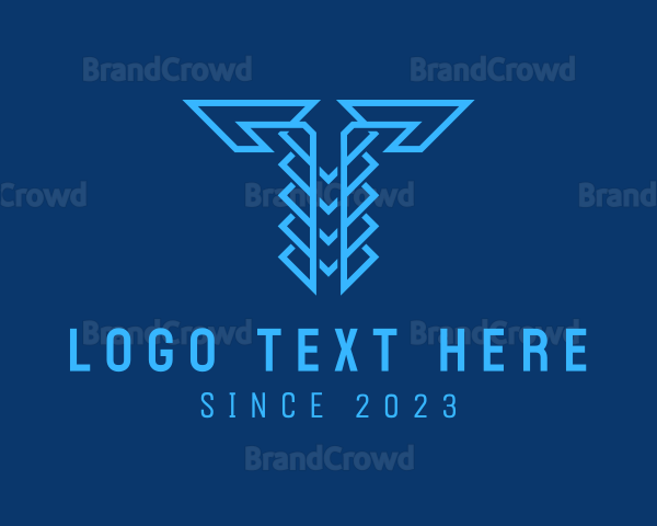 Blue Cyber Letter T Logo