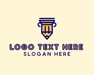 School Supplies - Pencil Pillar School logo design
