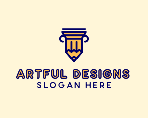 Pencil Pillar School logo design