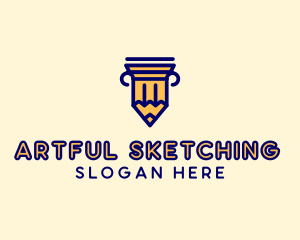 Sketching - Pencil Pillar School logo design
