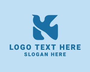 Pigeon - Flying Dove Letter K logo design