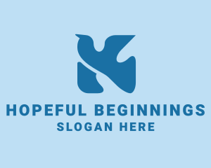 Hope - Flying Dove Letter K logo design
