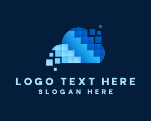 Digital Cloud Pixel logo design