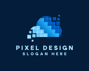 Digital Cloud Pixel logo design