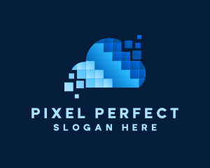 Digital Cloud Pixel logo design