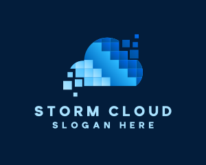 Digital Cloud Pixel logo design