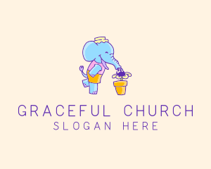 Daycare - Elephant Flower Gardening logo design