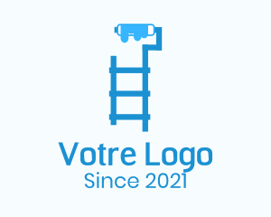 Blue - Ladder Paint Roller logo design