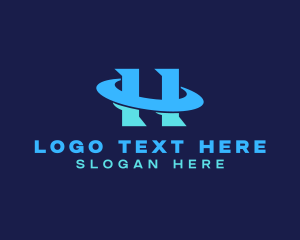 Encoding - Space Station Letter H logo design