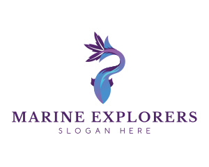 Blue Marine Fish logo design