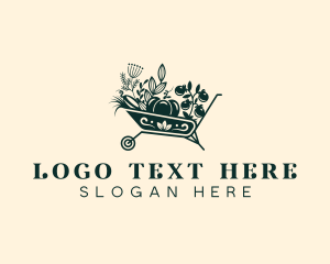 Wheelbarrow Gardener Plant Logo