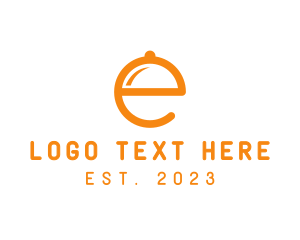 Catering - Orange Cloche Letter E logo design