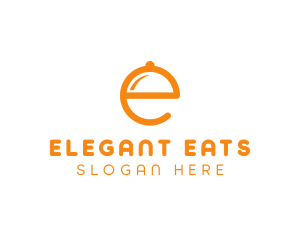 Orange Cloche Letter E logo design