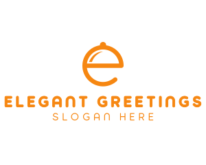 Orange Cloche Letter E logo design