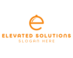 Orange Cloche Letter E logo design