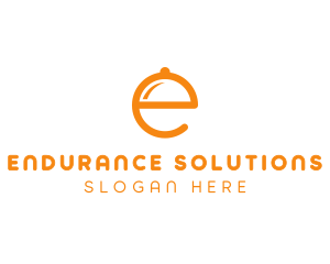 Orange Cloche Letter E logo design