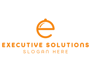 Orange Cloche Letter E logo design