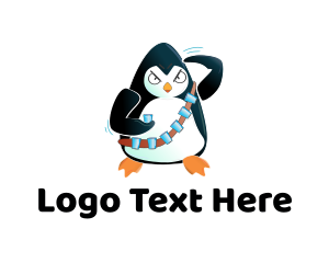 Fighting - Penguin Soldier Mascot logo design