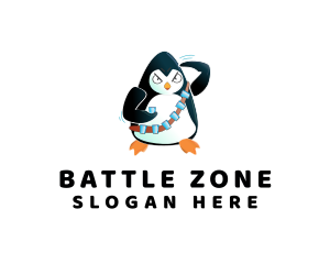 Fighting - Penguin Soldier Drink logo design