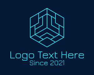 Outline - Minimalist Tech Cube logo design