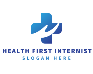 Blue Health Cross Hand logo design