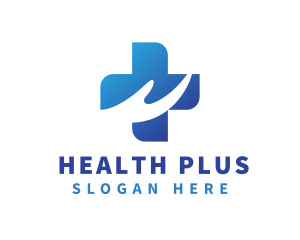 Blue Health Cross Hand logo design