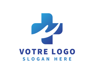 Hospital - Blue Health Cross Hand logo design