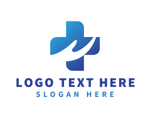 Pharma - Blue Health Cross Hand logo design