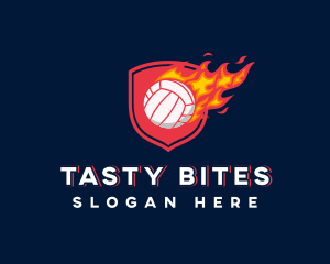 Volleyball Flaming Sports Logo