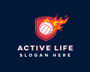 Sports - Volleyball Flaming Sports logo design