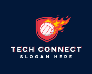Player - Volleyball Flaming Sports logo design