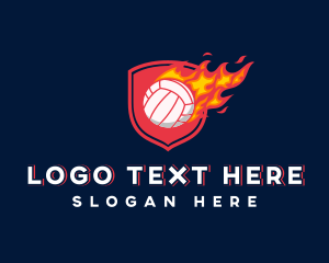 Volleyball Flaming Sports Logo