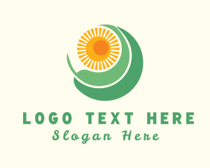 Plantation - Tropical Sun Leaf logo design
