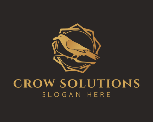 Crow - Golden Raven Bird logo design