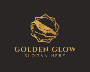 Golden Raven Bird logo design
