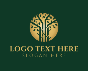 Premium - Golden Forest Tree logo design
