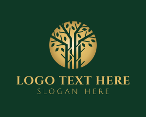 Golden - Golden Forest Tree logo design